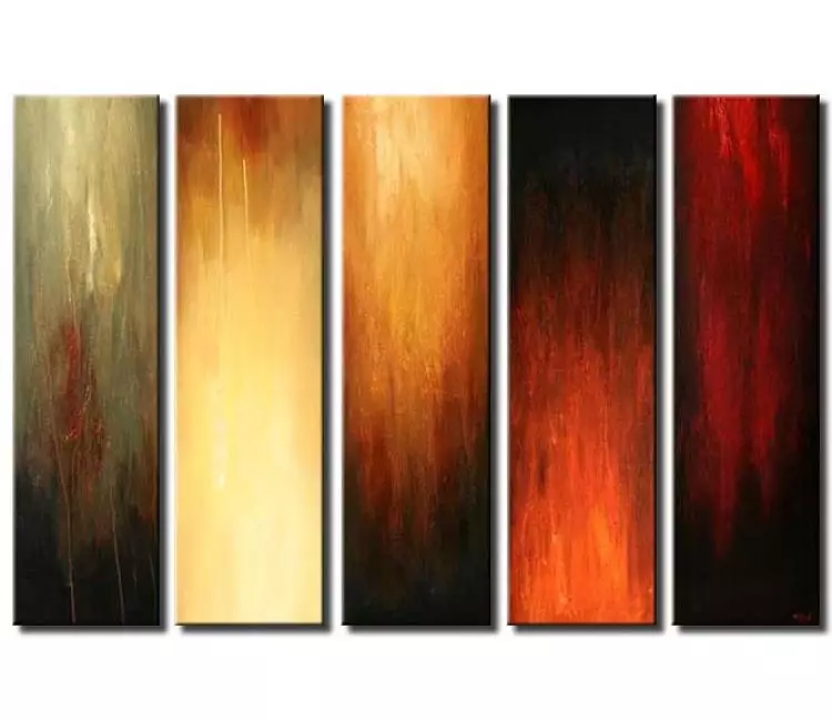 abstract painting - big original multi panel wall art on canvas in earth tone colors modern large abstract painting for home and office