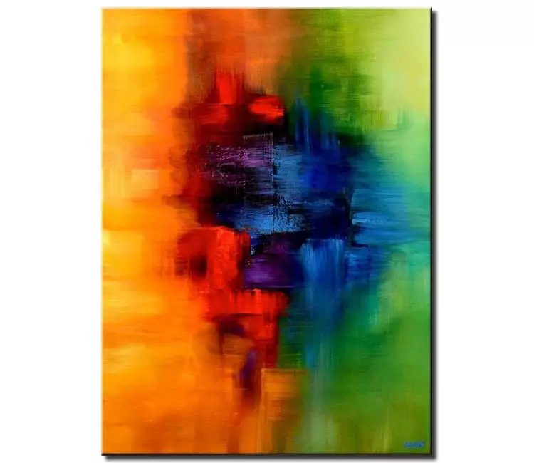 abstract painting - Colorful Abstract painting on canvas original modern palette knife living room wall art textured acrylic painting
