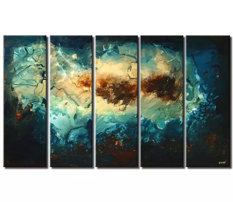 fluid painting - big teal abstract painting for living room modern large canvas art beautiful ocean painting