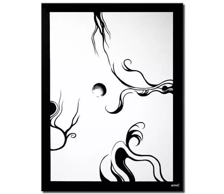 abstract painting - black white abstract wall art on canvas original minimalist art
