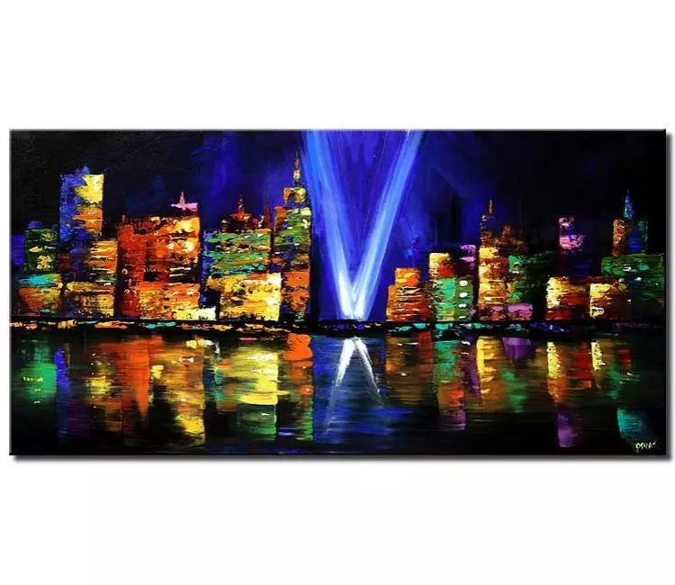 cityscape painting - city art on canvas modern NY city painting original textured colorful modern abstract painting