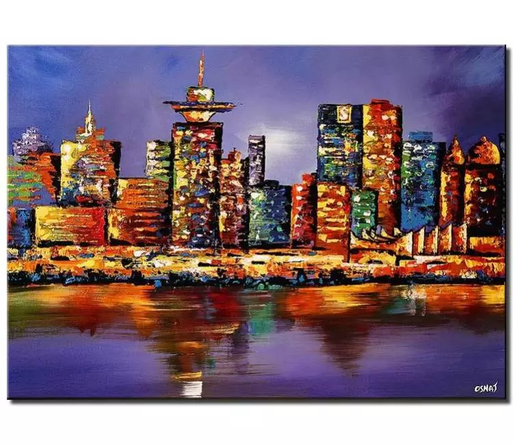 cityscape painting - city art on canvas original abstract city painting colorful textured cityscape for sale