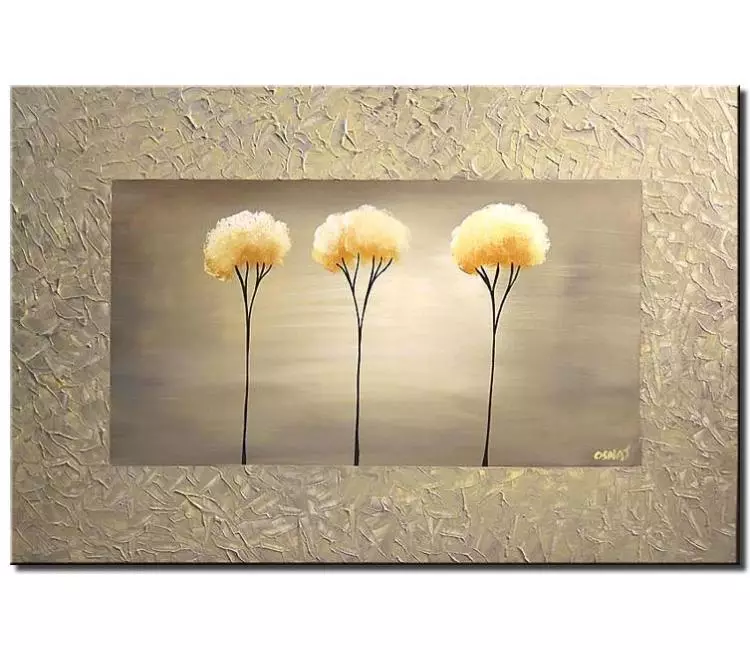 trees painting - neutral colors abstract tree painting on canvas textured original modern neutral wall art