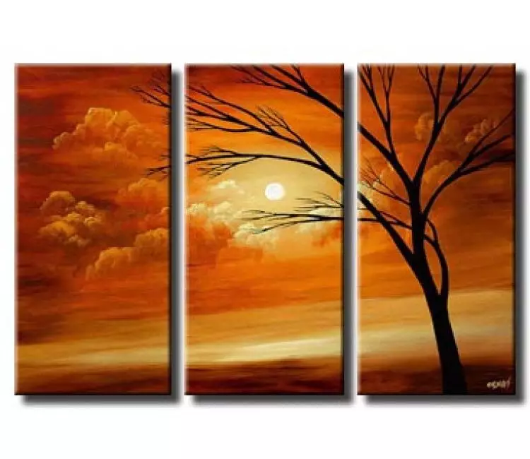 landscape paintings - beautiful orange abstract landscape painting on canvas original tree painting big wall art