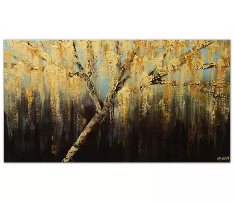 forest painting - abstract willow tree painting on canvas modern original textured tree art