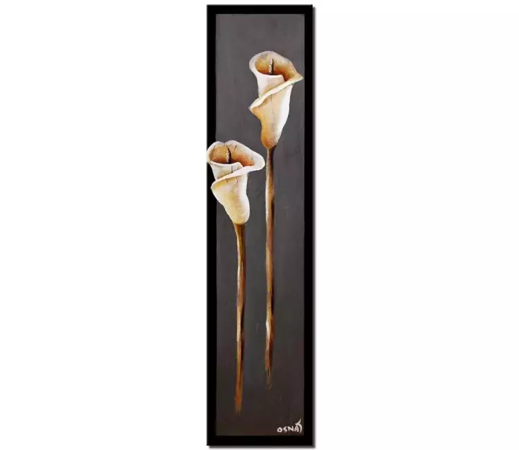 floral painting - vertical calla lilies painting on canvas original abstract flowers painting minimalist modern art