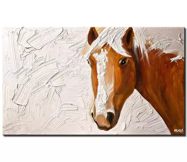 animals painting - abstract horse painting on canvas original modern textured palette knife