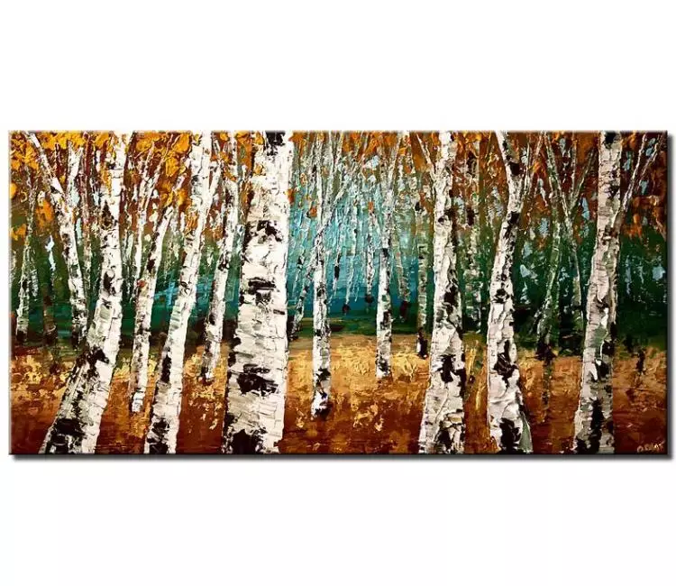 landscape painting - Contemporary birch trees forest painting on canvas original abstract landscape art modern wall art