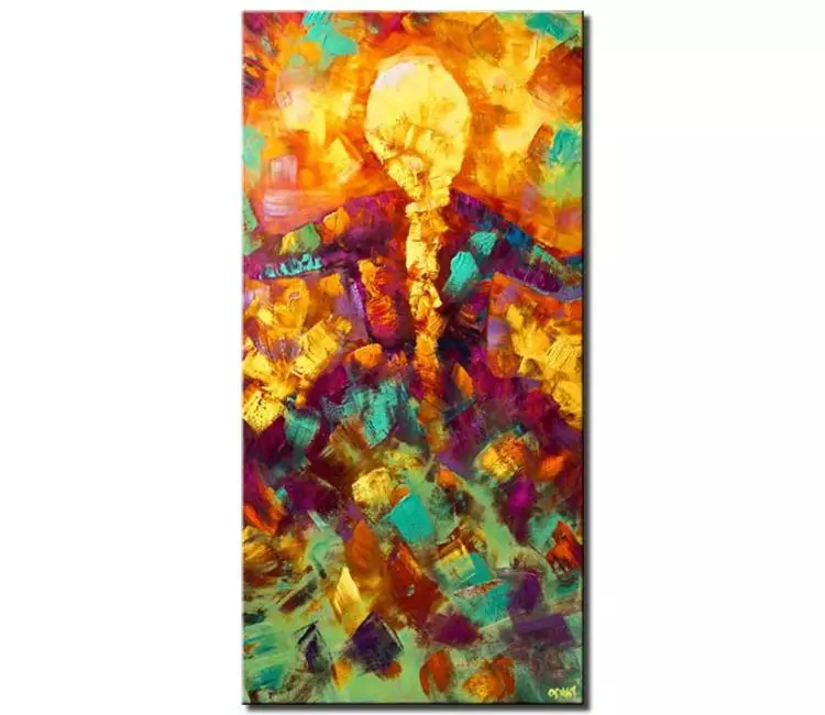 figure painting - colorful abstract painting on canvas hand painted textured modern art