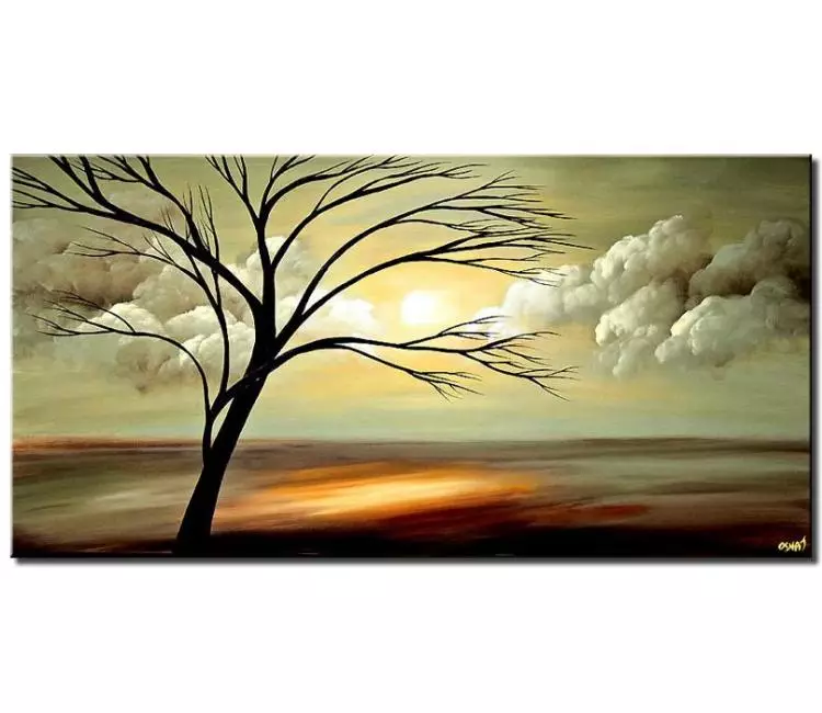 landscape painting - sage green modern abstract landscape art on canvas original tree painting nature art in acrylic oil modern living room wall art