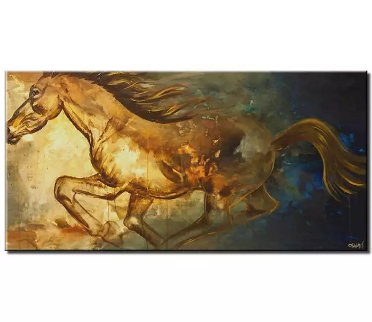 animals painting - abstract horse painting on canvas modern original acrylic oil running horse painting