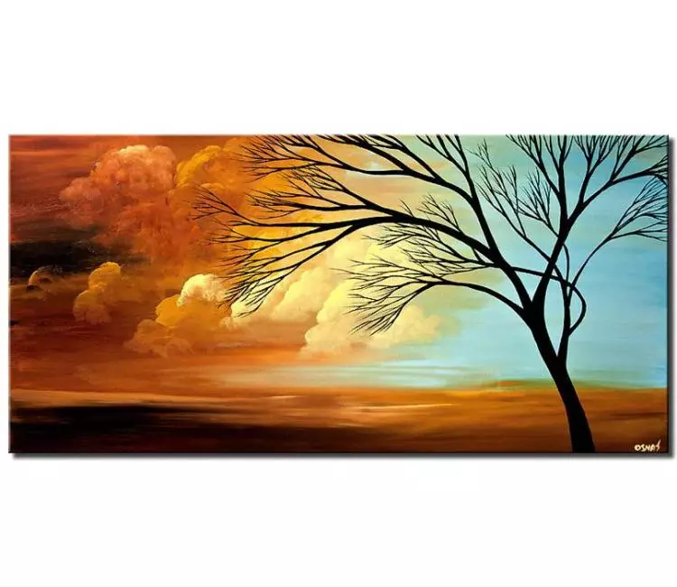 landscape paintings - abstract landscape art on canvas modern original tree painting earth tone colors oil acrylic painting
