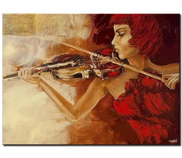figure painting - woman violin painting