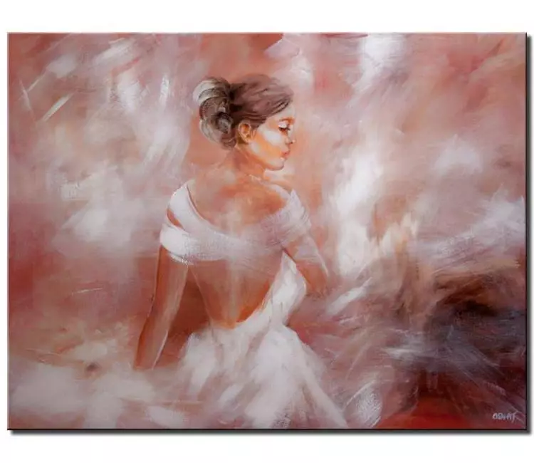 figure painting - original ballerina painting on canvas abstract ballet painting oil acrylic abstract woman figure painting pink white art