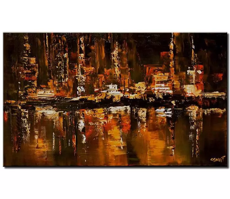 cityscape painting - cityscape abstract painting on canvas original painting textured 3d modern art