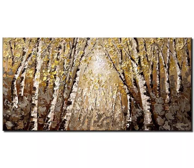 landscape paintings - large canvas white birch trees forest painting original minimalist modern palette knife abstract trees art neutral wall art