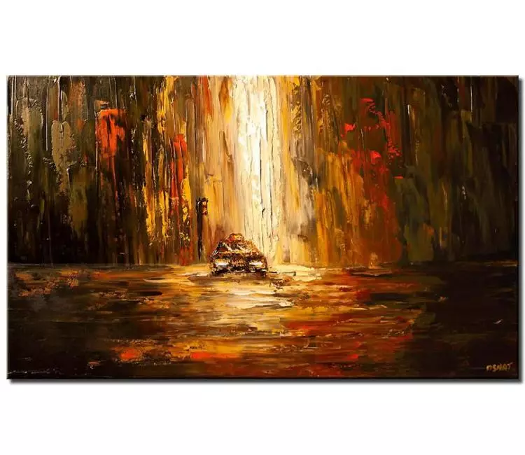 cityscape painting - abstract city streets painting on canvas original textured modern city art