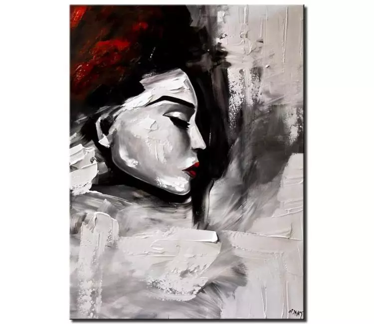 figure painting - abstract portrait painting on canvas minimalist modern abstract original textured woman face painting