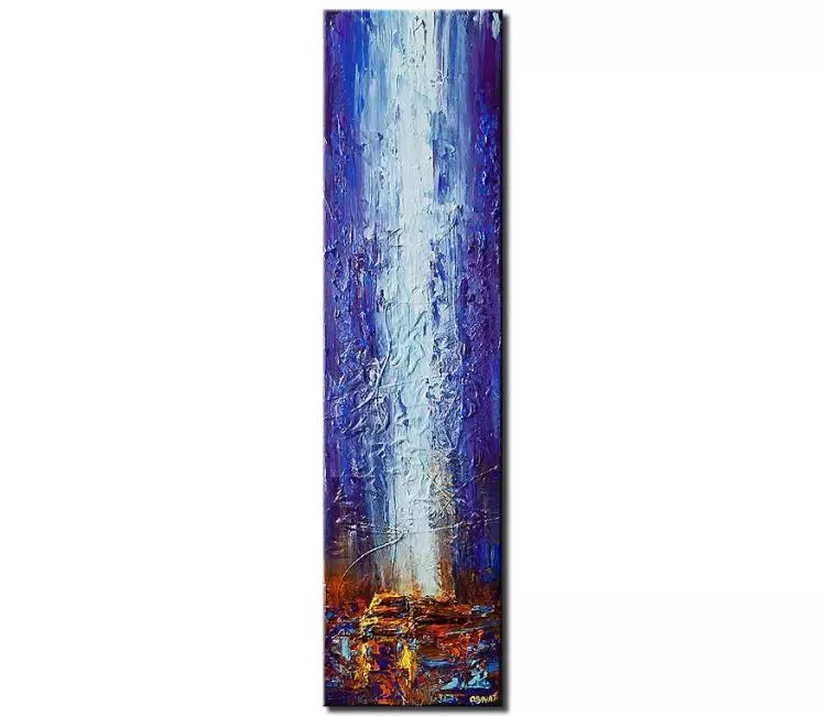 cityscape painting - vertical abstract city painting on canvas original modern acrylic oil city art textured palette knife painting