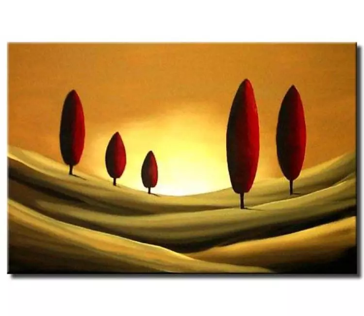 forest painting - cypress trees sunrise