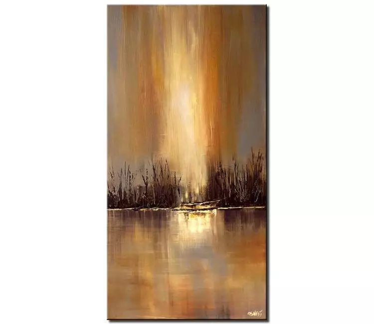 landscape paintings - abstract landscape art on canvas neutral colors original textured gold grey nature art modern living room wall art