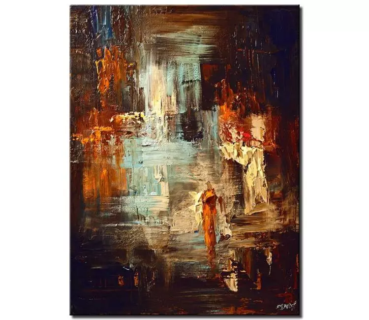 abstract painting - contemporary abstract art in earth tone colors on canvas textured original modern palette knife art