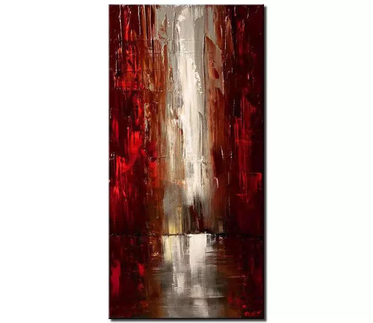 cityscape painting - minimalist art on canvas original red abstract painting large textured red grey wall art modern home decor