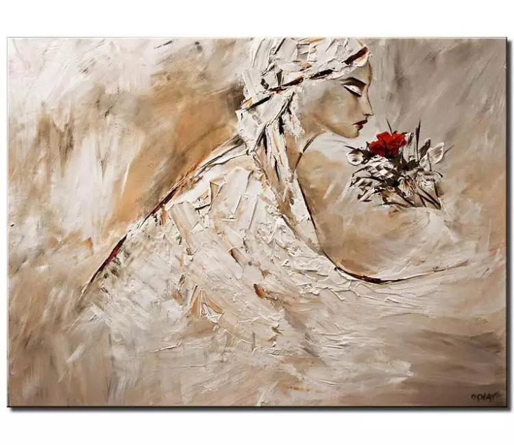 figure painting - original abstract portrait painting on canvas modern woman figure painting neutral wall art spiritual art