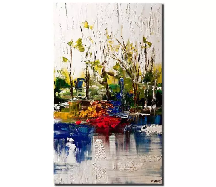forest painting - colorful abstract landscape art for living room original canvas art textured modern palette knife trees painting