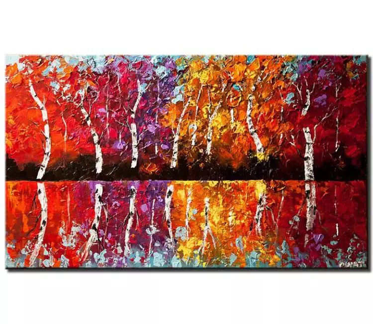 forest painting - colorful forest painting modern palette knife