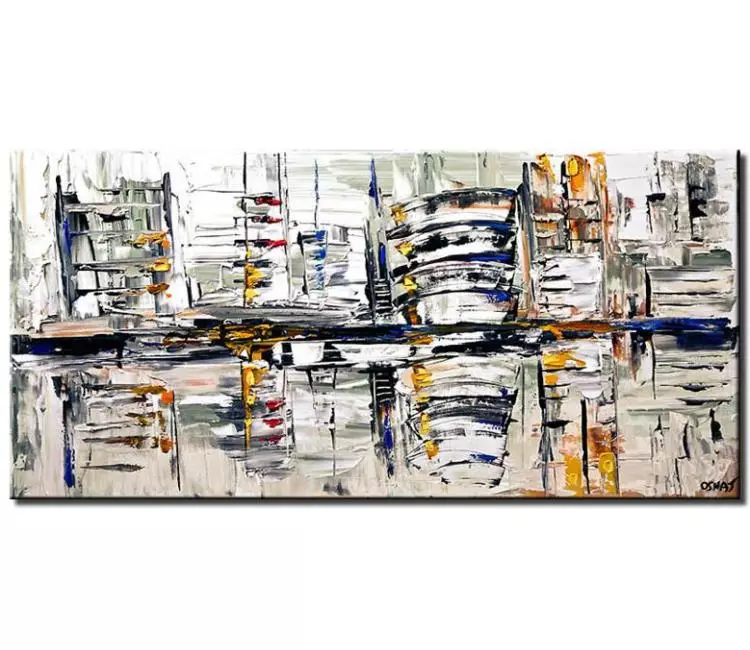 cityscape painting - original cityscape painting on canvas minimalist acrylic painting textured abstract city art modern palette knife art