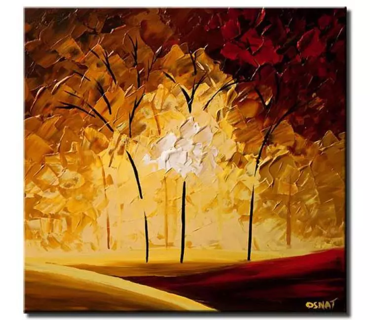 forest painting - abstract fall forest painting on canvas modern palette knife trees painting autumn landscape art