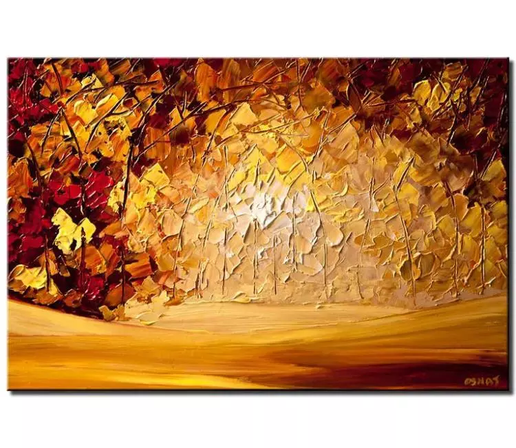 forest painting - Autumn forest painting on canvas original textured abstract landscape trees art modern wall art for living room
