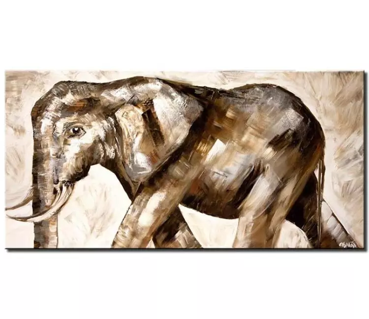 animals painting - elephant painting on canvas minimalist abstract elephant art grey white original animal painting modern art