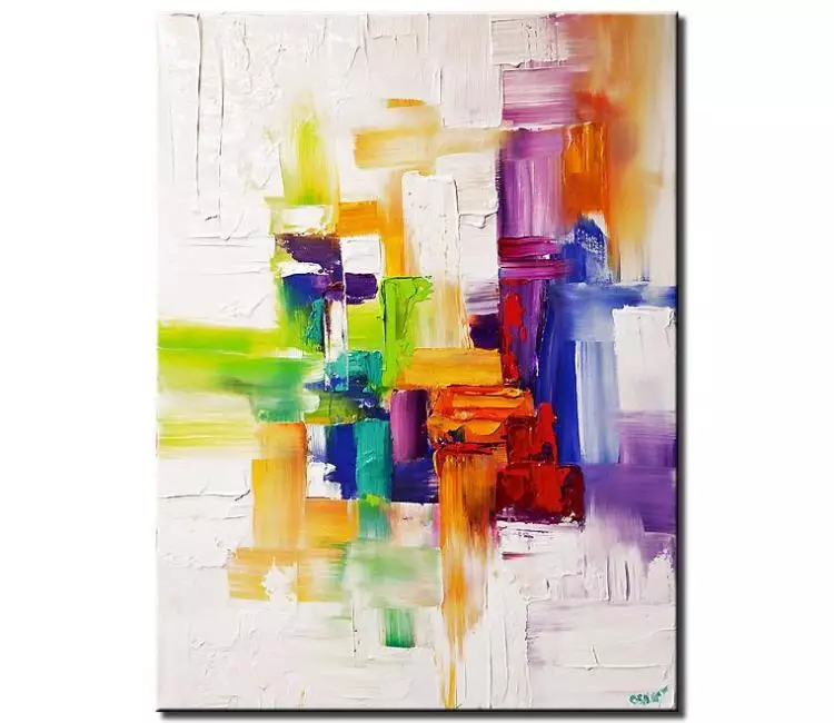 abstract painting - colorful abstract art on canvas original textured vertical rainbow colors painting modern 3d art