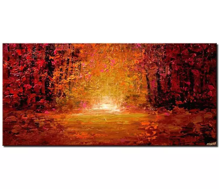 landscape paintings - original magical forest painting on canvas modern enchanted forest art textured abstract wood painting