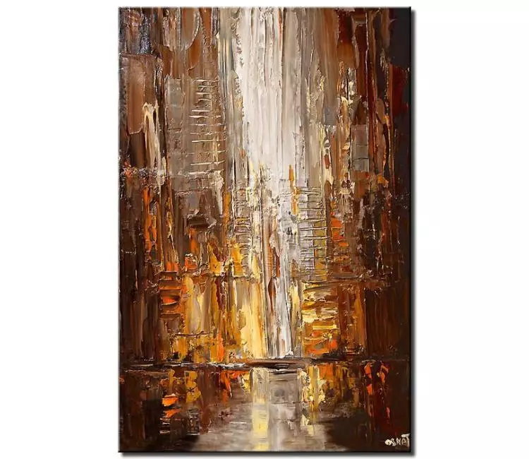 cityscape painting - original abstract painting on canvas original grey brown painting minimalist textured modern city art