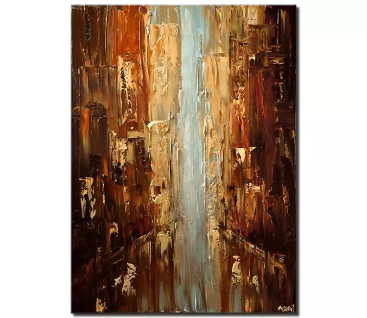 cityscape painting - modern earth tone colors abstract painting on canvas  original textured neutral wall art