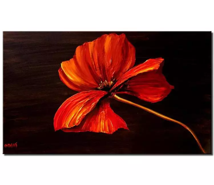 floral painting - red poppy flower painting on canvas original abstract red poppy painting minimalist modern art