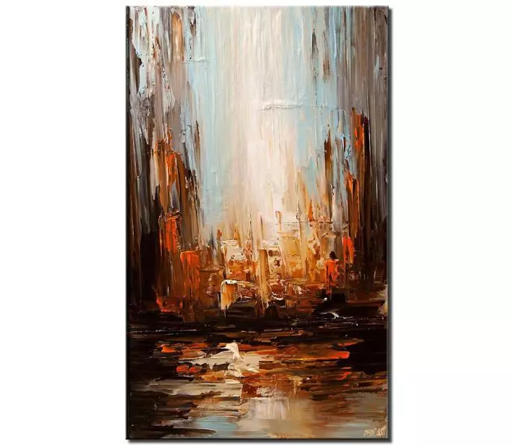 cityscape painting - city art on canvas original textured abstract city painting living room modern home and office art