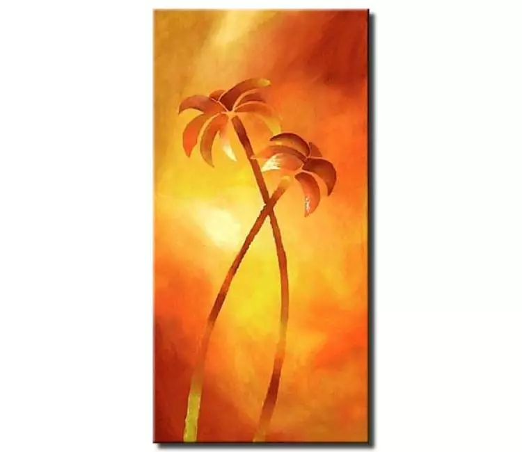 trees painting - trees painting on canvas orange yellow modern wall art