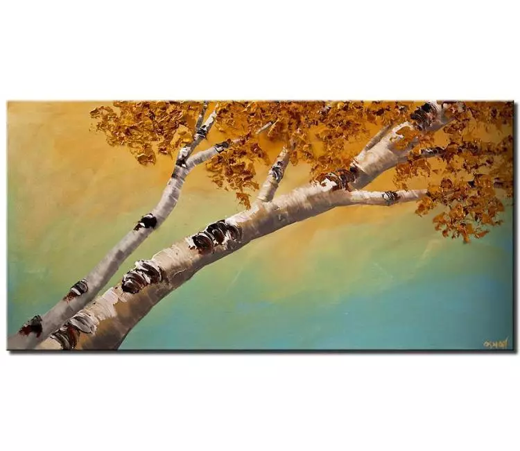 landscape paintings - birch tree painting on canvas original Aspen tree painting textured neutral romantic painting great Valentine art gift