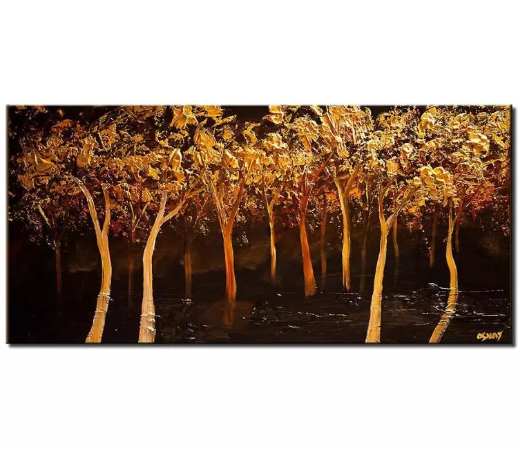forest painting - minimalist forest trees painting on canvas original abstract landscape painting textured modern living room wall art