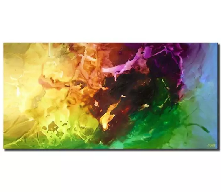 canvas print of colorful abstract in yellow green and brown, print on ...