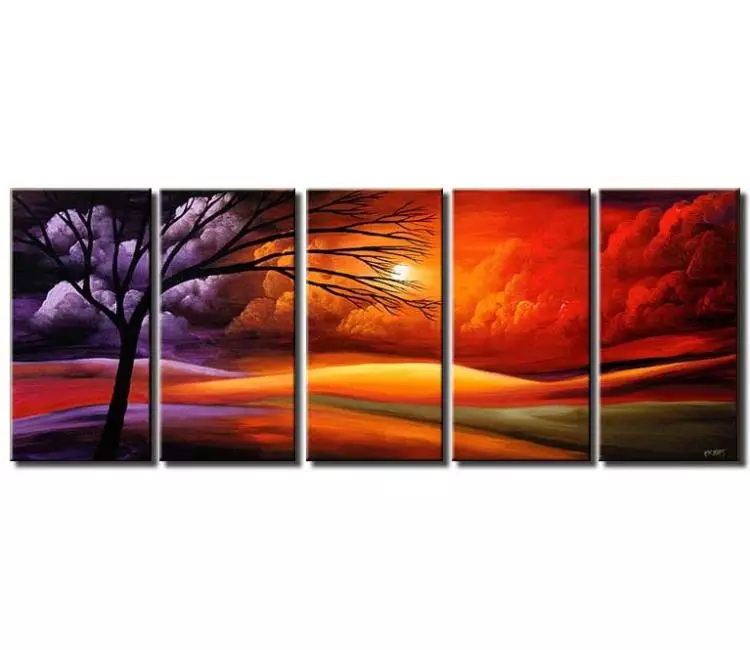 print on canvas - canvas print of multi panel wall art of sunset in red