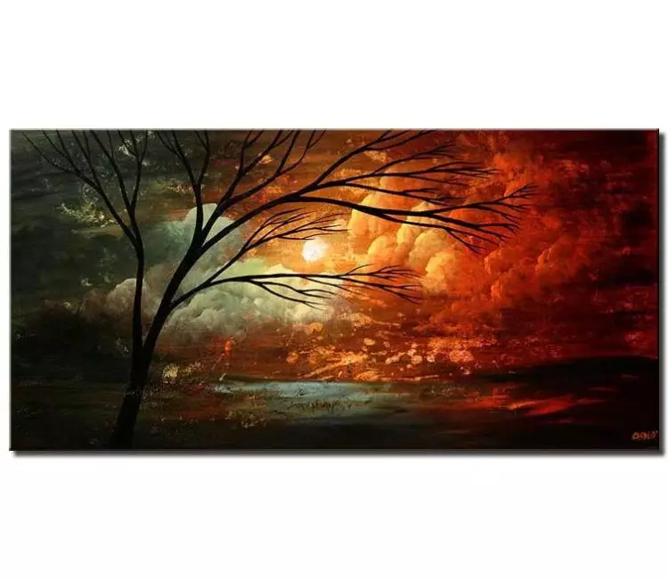 print on canvas - canvas print of abstract landscape naked tree and cloudy sky