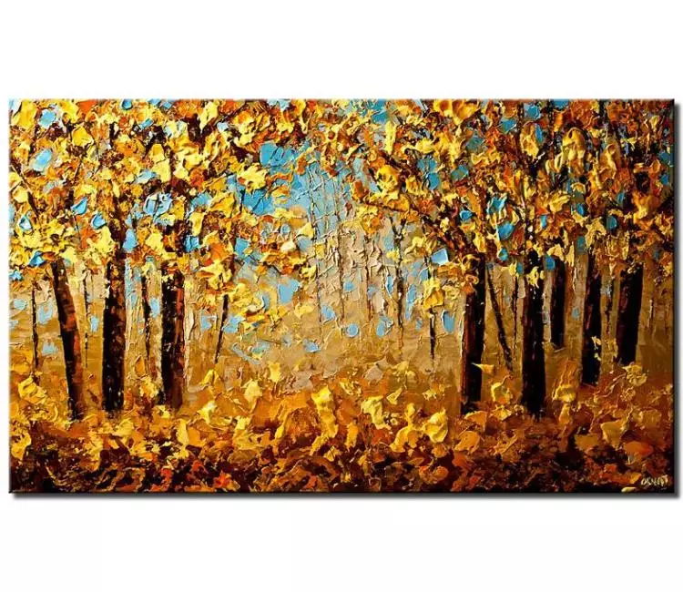 print on canvas - canvas print of forest of yellow blooming trees