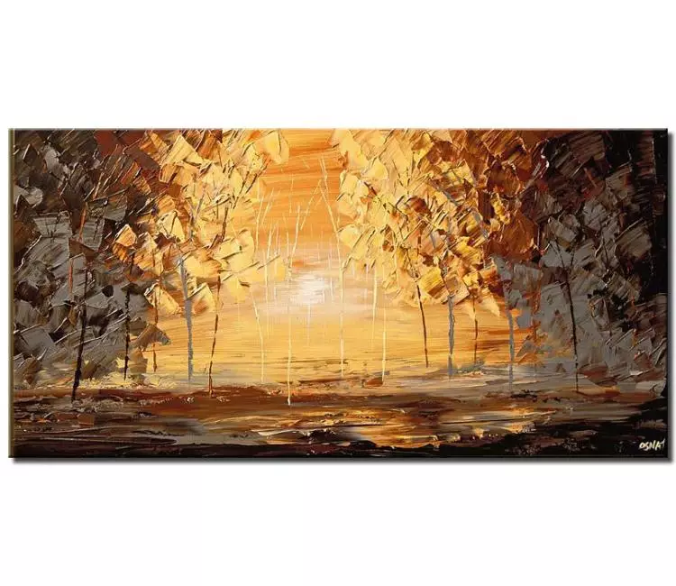 print on canvas - canvas print of abstract forest in brown tones during sunrise