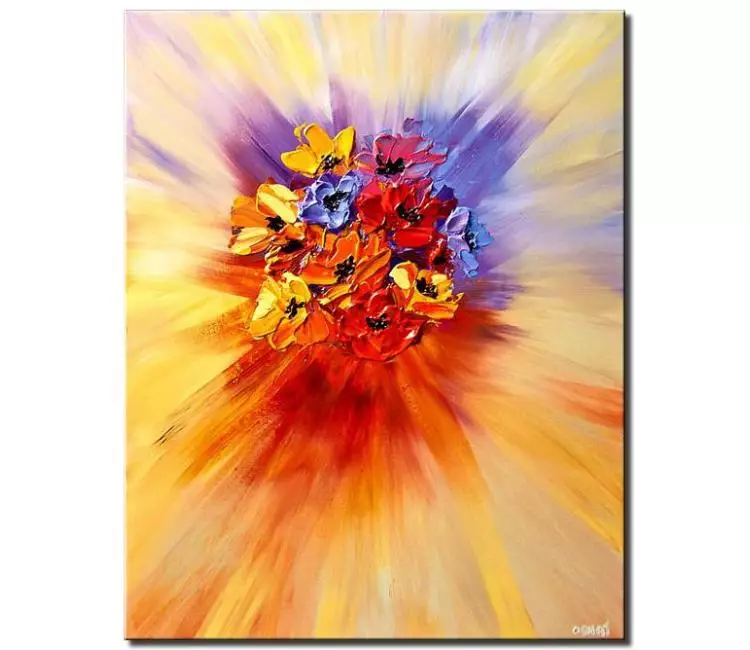 print on canvas - canvas print of modern wall art of bunch of colorful flowers
