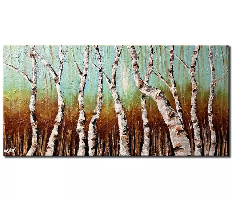 print on canvas - canvas print of birch trees in bright day